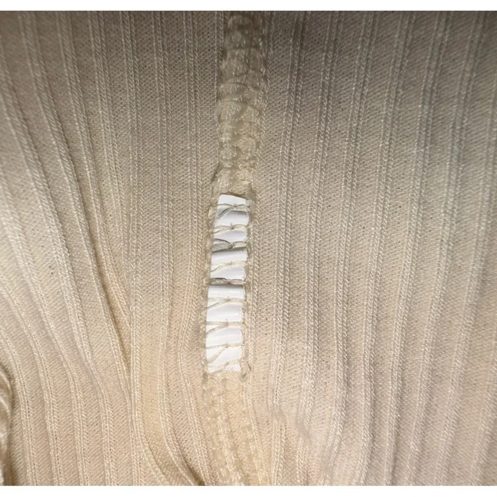 Zara beige/stone puff sleeve ribbed stretch tshirt size S